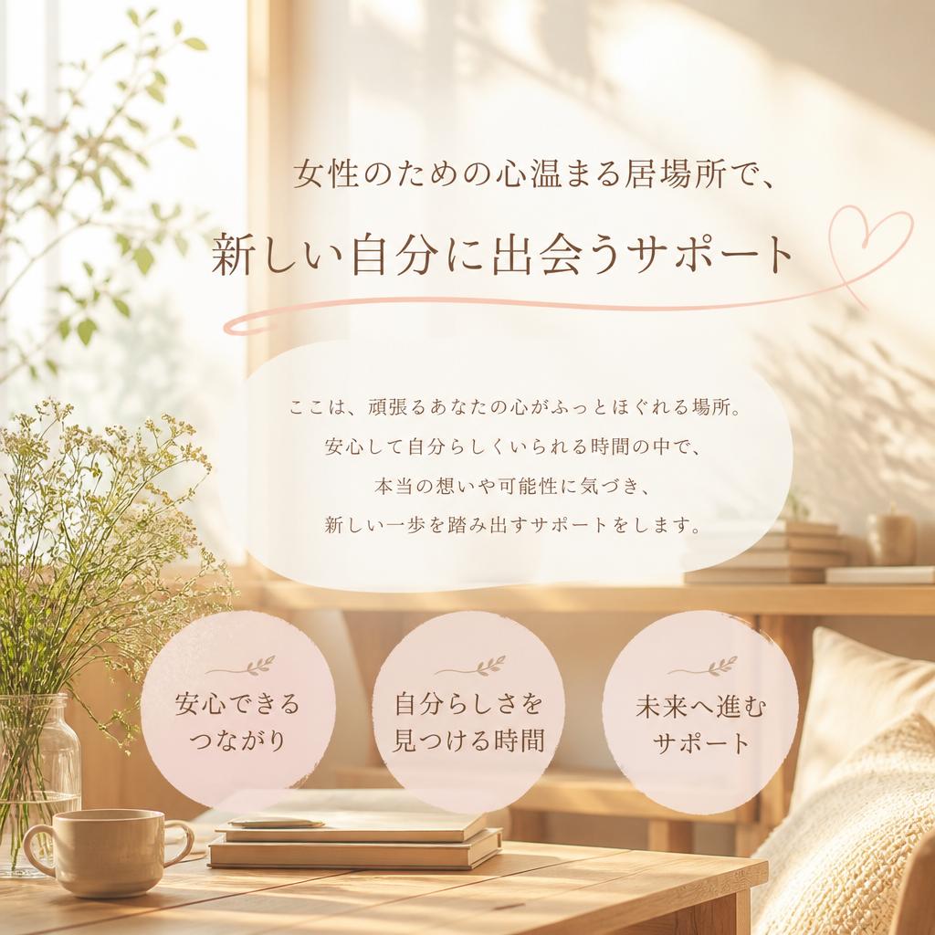 女性のための心温まる居場所で、新しい自分に出会うサポート