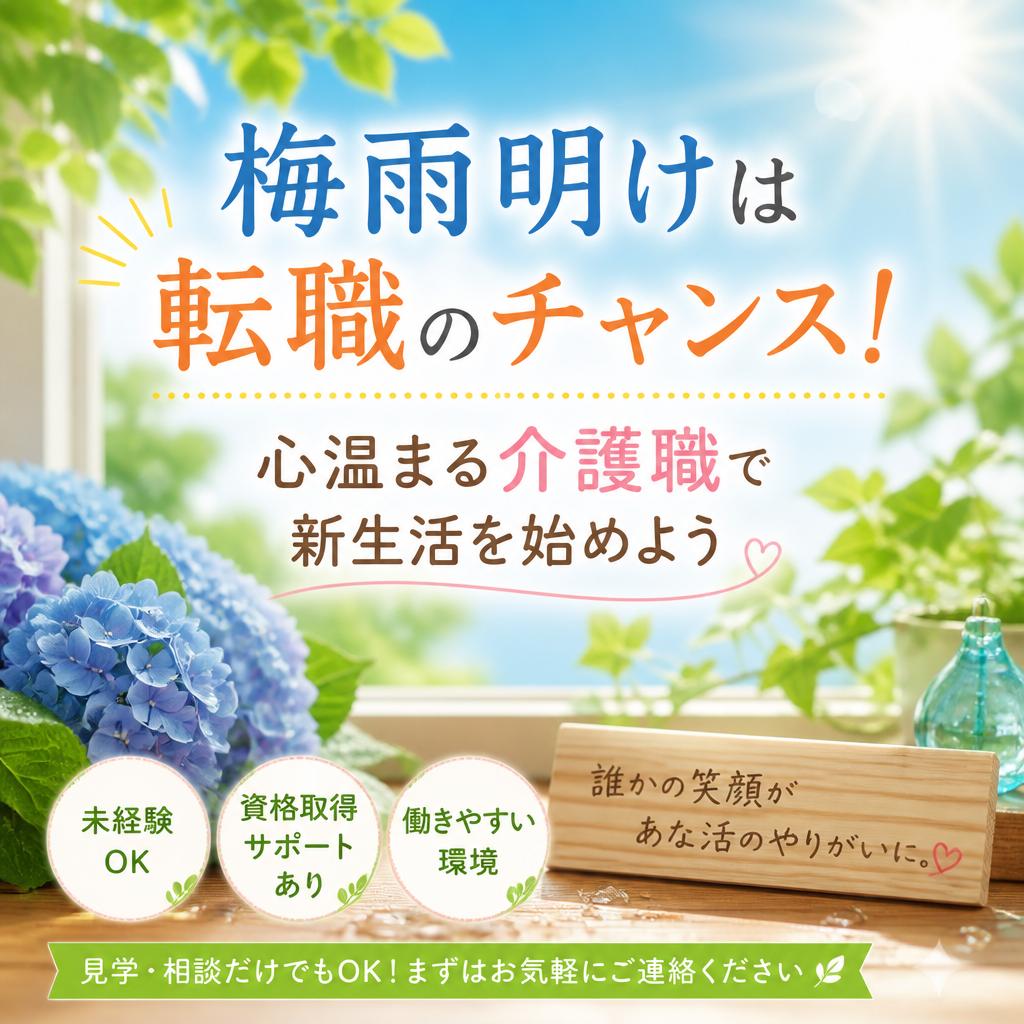 梅雨明けは転職のチャンス！心温まる介護職で新生活を始めよう