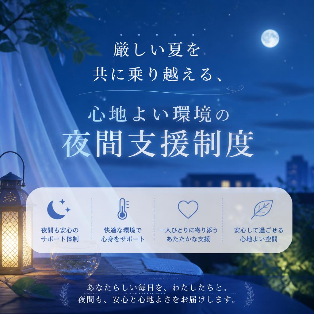 厳しい夏を共に乗り越える、心地よい環境の夜間支援制度