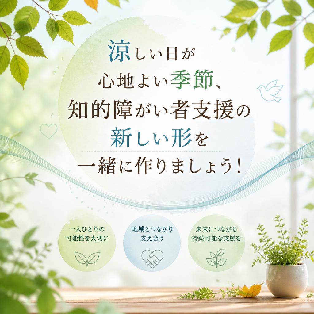 涼しい日が心地よい季節、知的障がい者支援の新しい形を一緒に作りましょう！